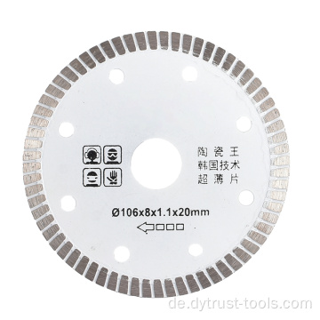 SAW Blade Ultra-dünn 1,1 mm Chrom Vanadium-Stahlsubstrat 105-230 mm heiß gepresst